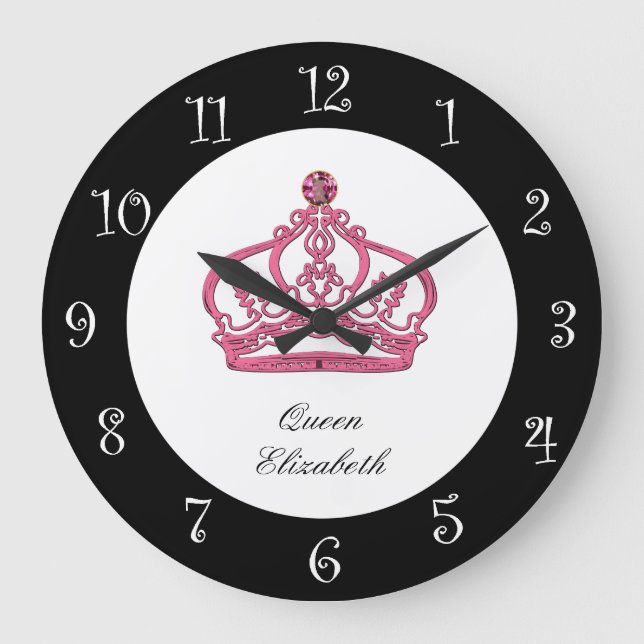 Royal Queen Monogram Wall Clock Große Wanduhr (Vorderseite)
