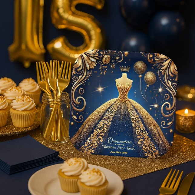 Royal Quinceañera Gold und das Theme der Marine Pappteller (Von Creator hochgeladen)