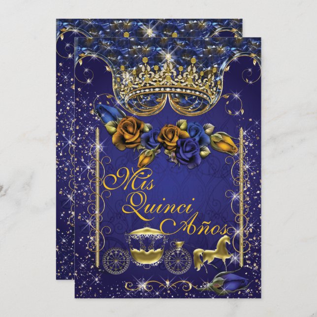 Royal Quinceañera und Sweet 16 Party Einladungen (Vorne/Hinten)