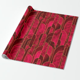 Royal Red and Gold Art Deco Muster Geschenkpapier