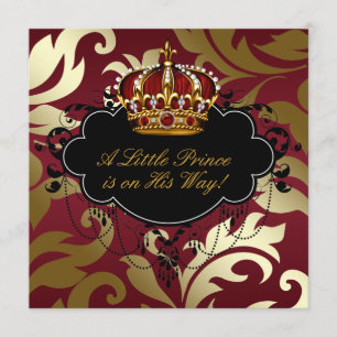 Royal Red and Gold Prince Baby Boy Dusche Einladung