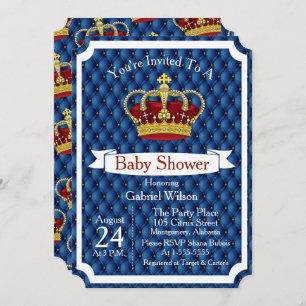 Royal Red Crown & Royal Blue Regal Baby Boy Dusche Einladung