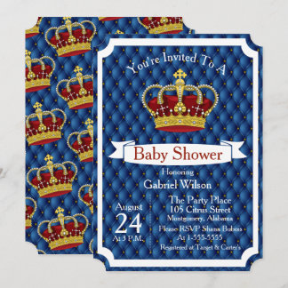 Royal Red Crown & Royal Blue Regal Baby Boy Dusche Einladung