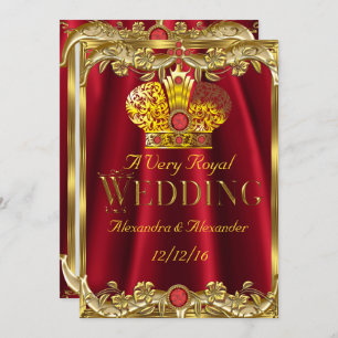 Royal Red Gems Wedding Gold Crown Einladung