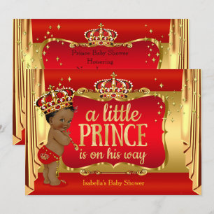 Royal Red Gold Boy Prince Baby Shower Ethnic Einladung