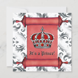 Royal Red Prince Baby Dusche Einladung