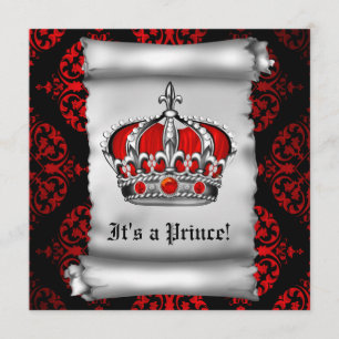 Royal Red Prince Baby Dusche Einladung