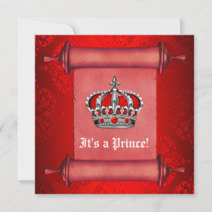 Royal Red Prince Baby Dusche Einladung