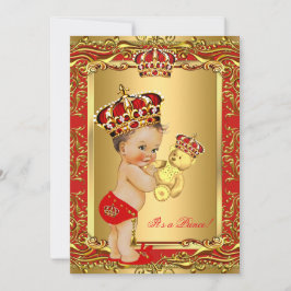 Royal Red Prince Crown Baby Duschbär Einladung