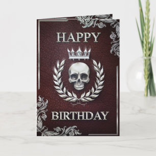 Royal Red & Silver King of the Dead Birthday Card Karte