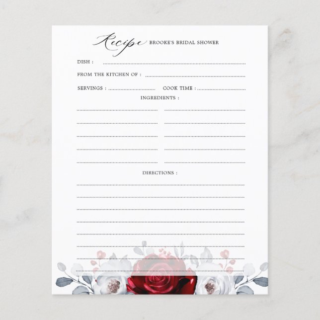 Royal Red White Silver Metallic Bridal Shower (Vorderseite)