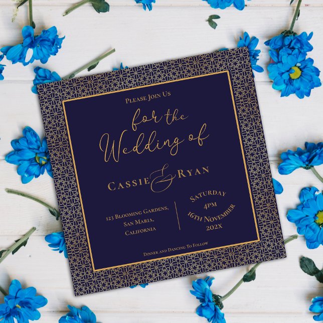 Royal Regal Blue Gold Design Hochzeit Magneteinladung (Royal Regal Blue Gold Design Wedding invitation)