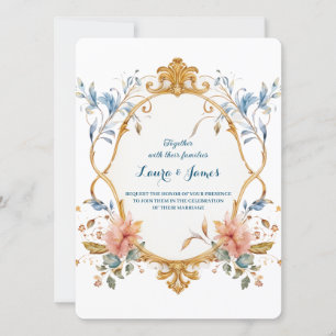 Royal Regal Elegance Floral Golden Ornate Wedding Einladung