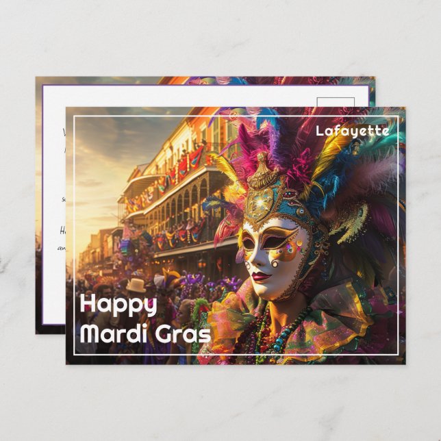 💚 💜 💛 Royal Regalia: Mardi Gras Extravaganza Postkarte (Vorne/Hinten)