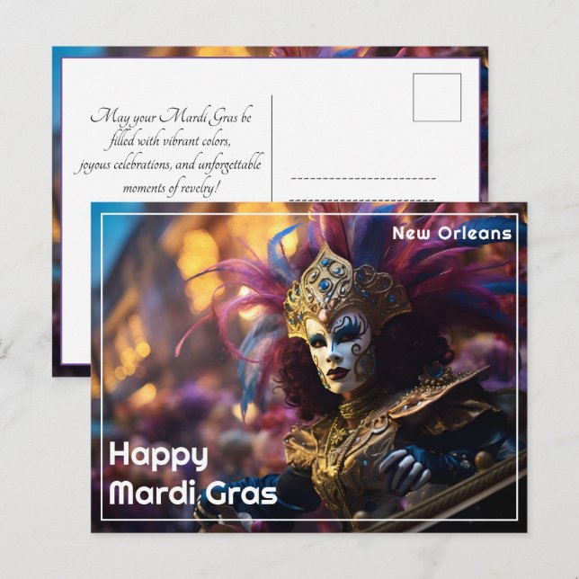 💚 💜 💛 Royal Regalia: Mardi Gras Extravaganza Postkarte (Vorne/Hinten)