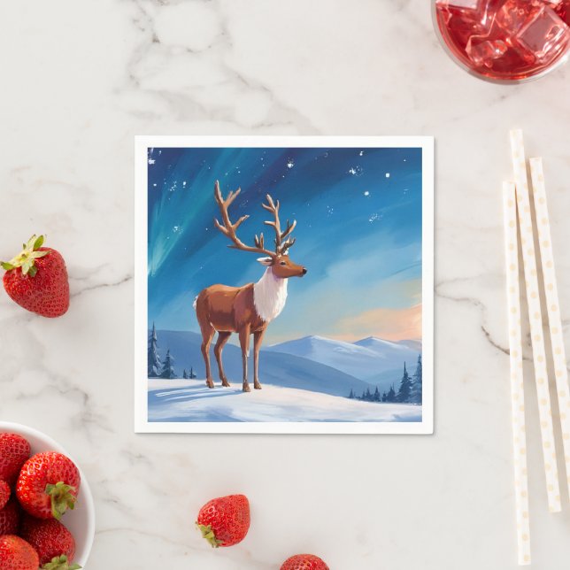 Royal Reindeer | Happy Holidays Frohe Weihnachten Serviette (Beispiel)