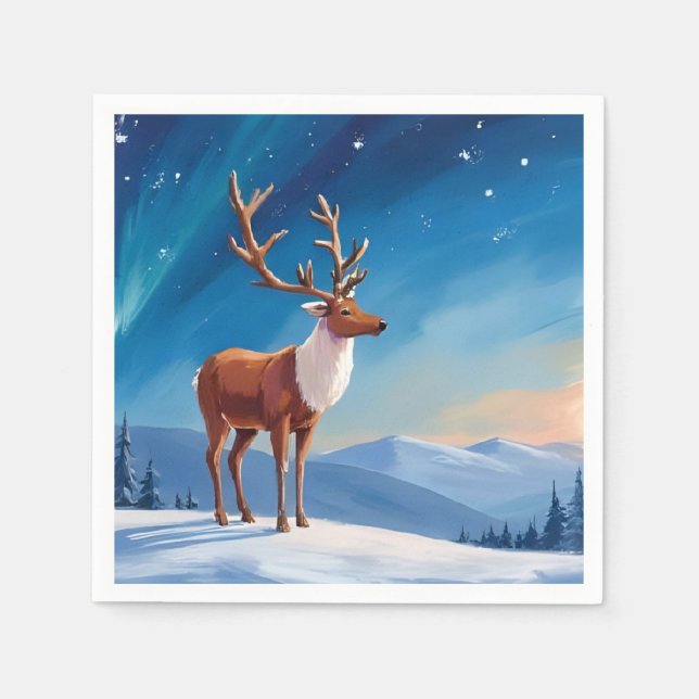 Royal Reindeer | Happy Holidays Frohe Weihnachten Serviette (Vorderseite)