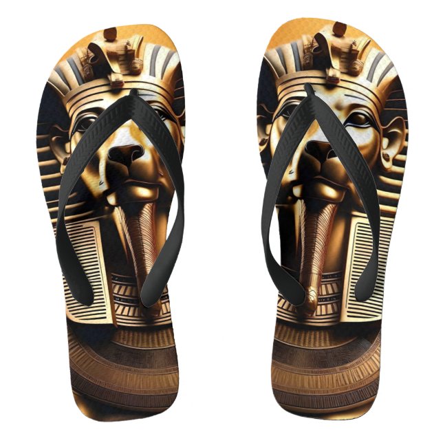 **"Royal Roar: The Golden Pharaoh Lion"*** Flip Flops (Fußbett)