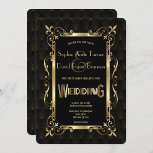 Royal Roaring 20er Jahre Gold Art Deco Hochzeit Einladung
