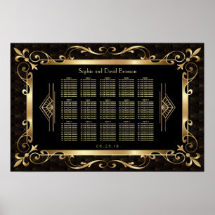 Royal Roaring 20er Jahre Gold Art Deco Sitzplan Poster
