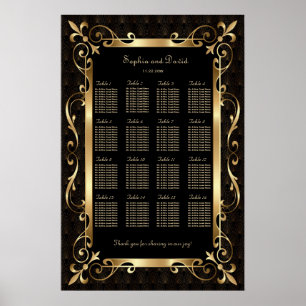 Royal Roaring 20s Gold Art Deco Seating Chart Poster