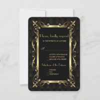 Royal Roaring 20s Gold Art Deco Wedding RSVP