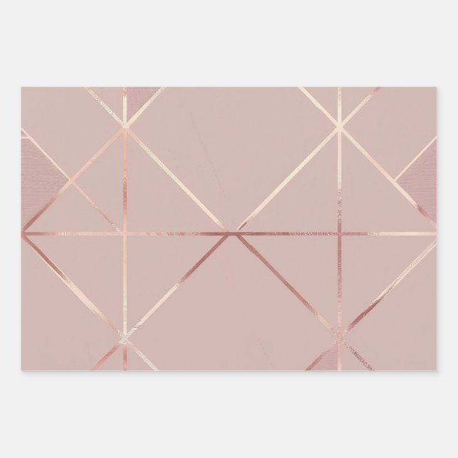 Royal Rose Gold Wrapping Paper Geschenkpapier Set (Vorderseite)