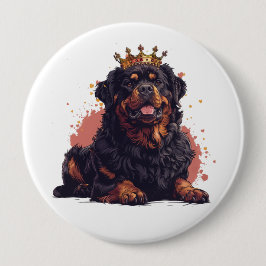 Royal Rottweiler Dog Queen Crown Button