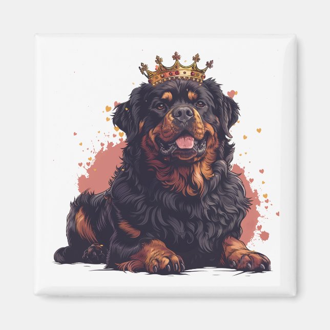 Royal Rottweiler Dog Queen Crown Magnet (Vorne)