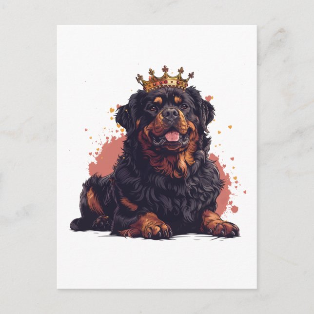 Royal Rottweiler Dog Queen Crown Postkarte (Vorderseite)