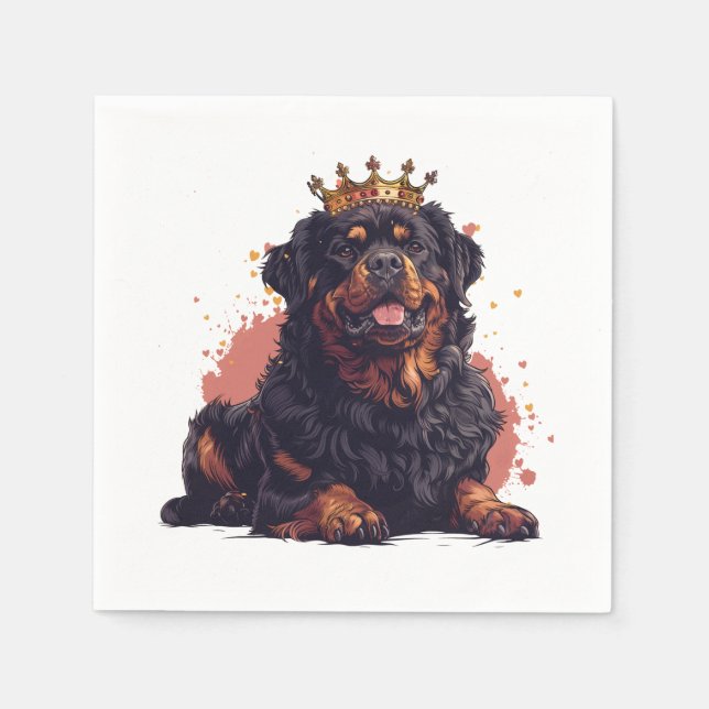Royal Rottweiler Dog Queen Crown Serviette (Vorderseite)