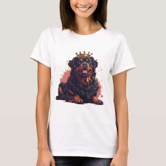 Royal Rottweiler Dog Queen Crown T-Shirt (Vorderseite)