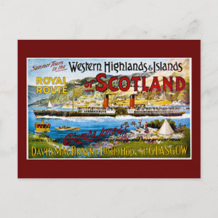 Royal Route of Scotland Summer Tours Vintag Postkarte