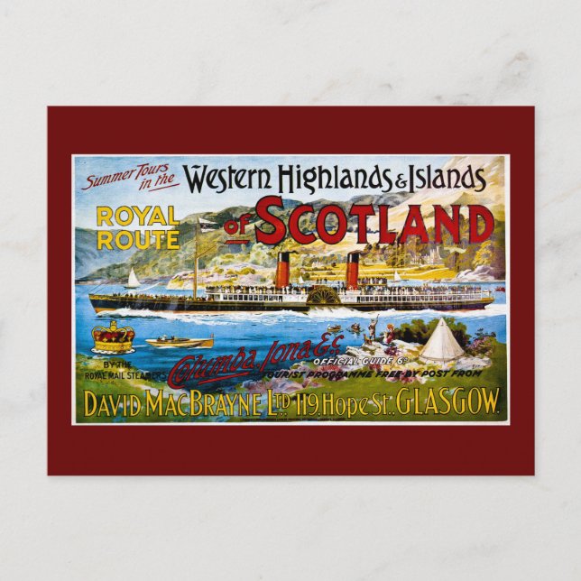 Royal Route of Scotland Summer Tours Vintag Postkarte (Vorderseite)