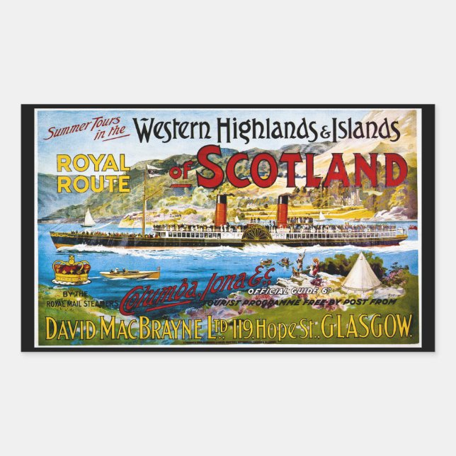 Royal Route of Scotland Summer Tours Vintag Rechteckiger Aufkleber (Vorderseite)