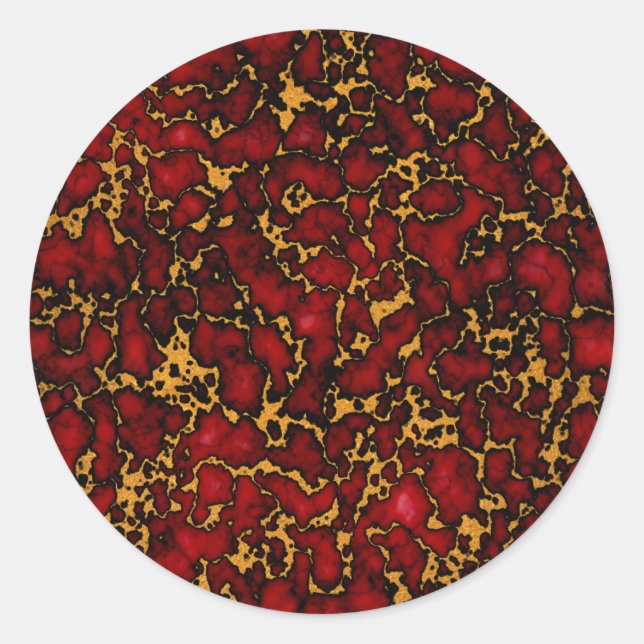 Royal Ruby Red and Gold Marmor Texture Design Runder Aufkleber (Vorderseite)
