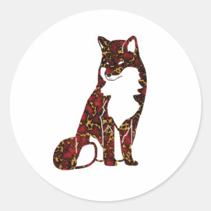 Royal Ruby Red und Gold Marble Texture auf Fuchs Runder Aufkleber