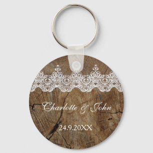 Royal Rustic Chic Save the Date Key Round Geschenk Schlüsselanhänger