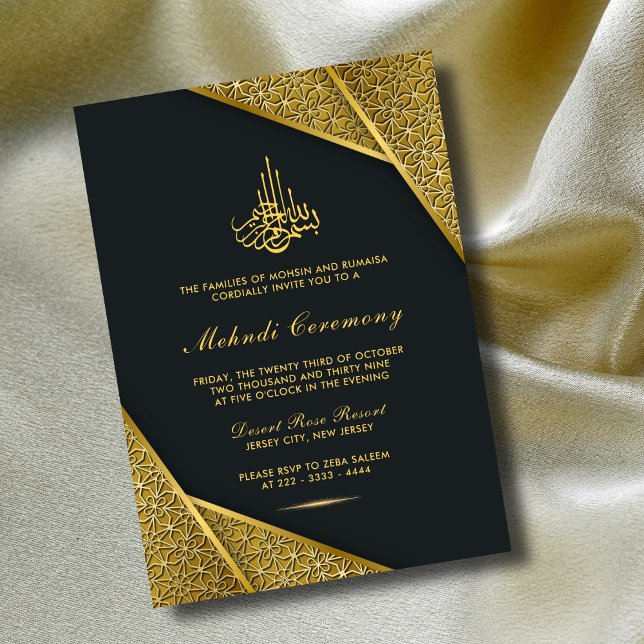 Royal & Rustic Gold Elegant Luxury Islamisches Meh Einladung (Von Creator hochgeladen)