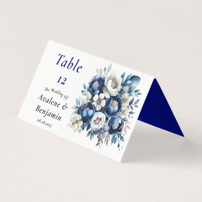 Royal & Silver Peony Wedding Tischnummer Card (Vorderseite)