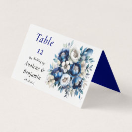 Royal & Silver Peony Wedding Tischnummer Card