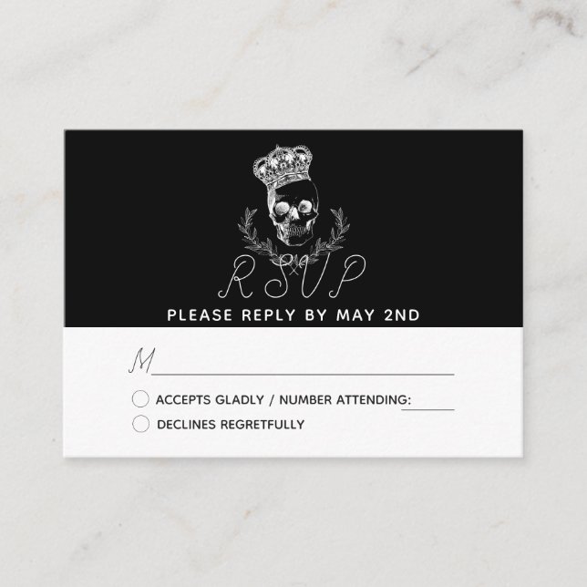 Royal Skull Wedding RSVP Begleitkarte (Vorderseite)