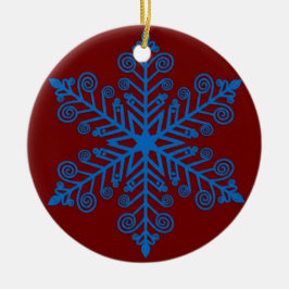 Royal Snowburst — Blue Holiday Snowflake Keramik Ornament