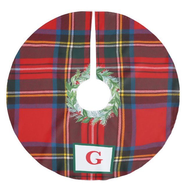 Royal Stewart Christmas Kariert PERSONALIZE Polyester Weihnachtsbaumdecke (Vorderseite)