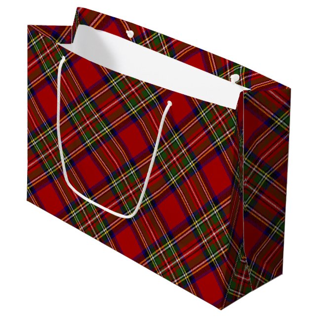 Royal Stewart Clan Family Tartan Kariert Pattern W Große Geschenktüte (Vorderseite Schrägansicht)