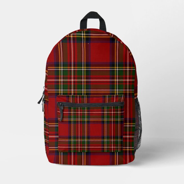 Royal Stewart Clan Tartan Kariert Bedruckter Rucksack (Vorderseite)