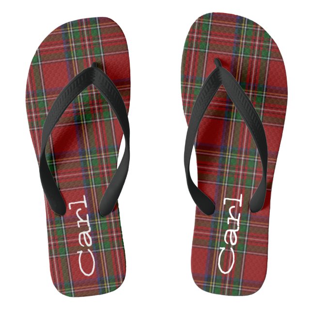 Royal Stewart Karierte Personalisierte Flip Flops (Fußbett)