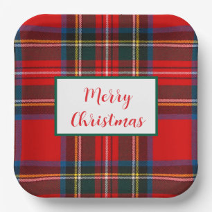 Royal Stewart Merry Christmas Kariert LG Pappteller