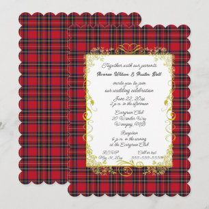 Royal Stewart Original Tartan mit Goldrahmen Einladung