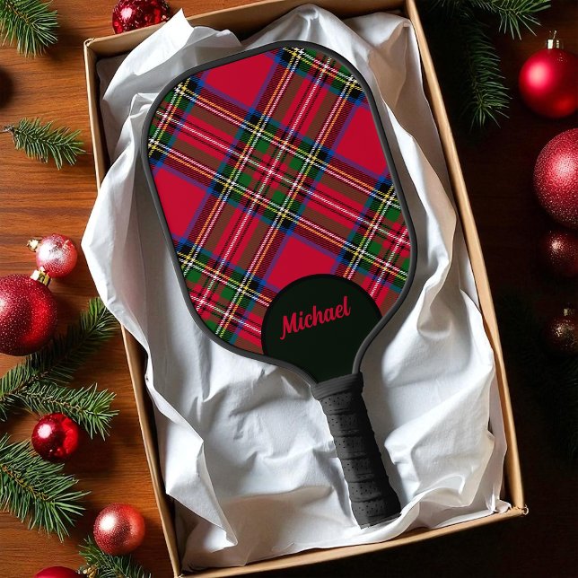 Royal Stewart Tartan Kariert mit Name Pickleball Schläger (Von Creator hochgeladen)